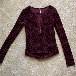 Free People Long Sleeve Velvet Shirt